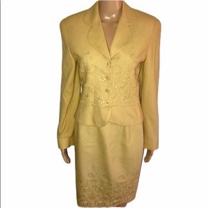 Francess Erita eyelit design wool skirt suit